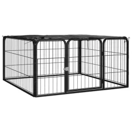 kojec-dla-psa-4-panele-czarny-100x50-cm-stalowy