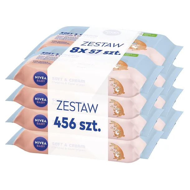 NIVEA BABY Chusteczki nawilżane Biodegradowalne Soft & Cream 8 x 57 szt.