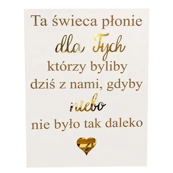 Tablica ślubna „Ta świeca płonie” 40x30 cm – HDF biały z grawerem