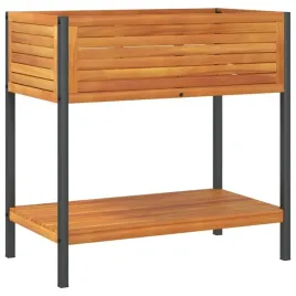 donica-ogrodowa-z-polka-80x45x80-cm-drewno-akacjowe-i-stal