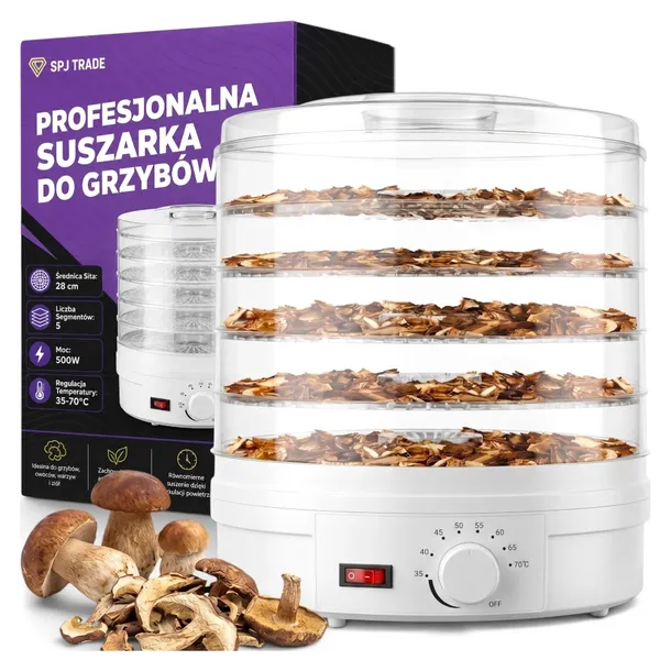 MOCNA DUŻA SUSZARKA DO GRZYBÓW I OWOCÓW ORAZ ZIÓŁ XL 5 SIT 500W