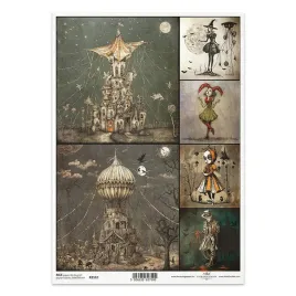 papier-ryzowy-do-decoupage-a4-itd-r2510-tajemniczy-zamek-upiorne-postacie