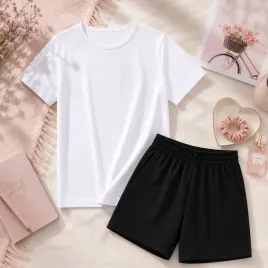 zestaw-komplet-dziewczecy-bawelniany-t-shirt-szorty-na-wf-na-trening-146