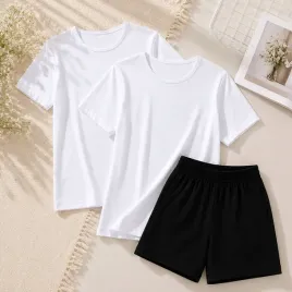 zestaw-komplet-dziewczecy-bawelniany-sportowy-na-wf-2-t-shirty-spodenki-140