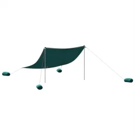 zadaszenie-na-plaze-z-obciaznikami-zielone-304x300-cm
