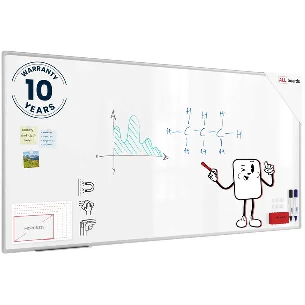Tablica magnetyczna biała suchościeralna 200x100 rama aluminiowa + gratisy