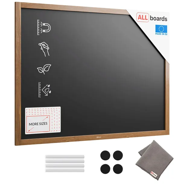 Tablica kredowa magnetyczna wodoodporna 120x90cm rama drewniana + GRATIS