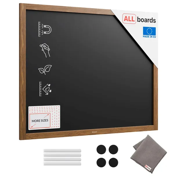 Tablica kredowa magnetyczna wodoodporna 100x80cm rama drewniana + GRATIS
