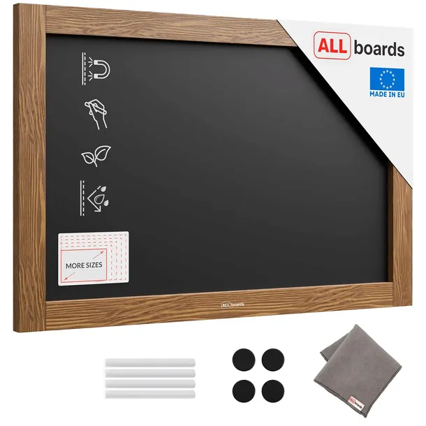 Tablica kredowa magnetyczna wodoodporna 60x40cm rama drewniana + GRATIS