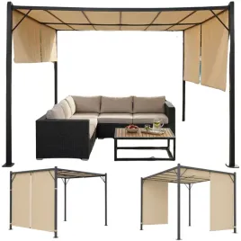 pergola-ogrodowa-3x4-m-tarasowa-zadaszenie-sciany-boczne-bezowa