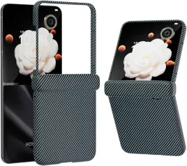 coque-etui-do-honor-magic-v-flip-ochrona-zawiasow-zielone-karbonowe