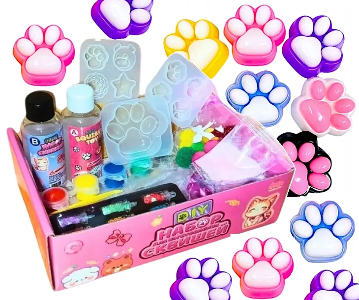 DUŻY ZESTAW DIY DO ROBIENIA GNIOTKOW SQUISHY MOCHI TOY DLA DZIECI DO ZABAWY KOCIA ŁAPA ŁAPKA PAW