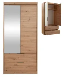 szafa-otwierana-dwudrzwiowa-garderoba-z-lustrem-2-szuflady-dab-artisan