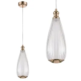 lampa-sufitowa-wiszaca-led-zlota-transparentna-pojedyncza-ryflowana-ozdobna