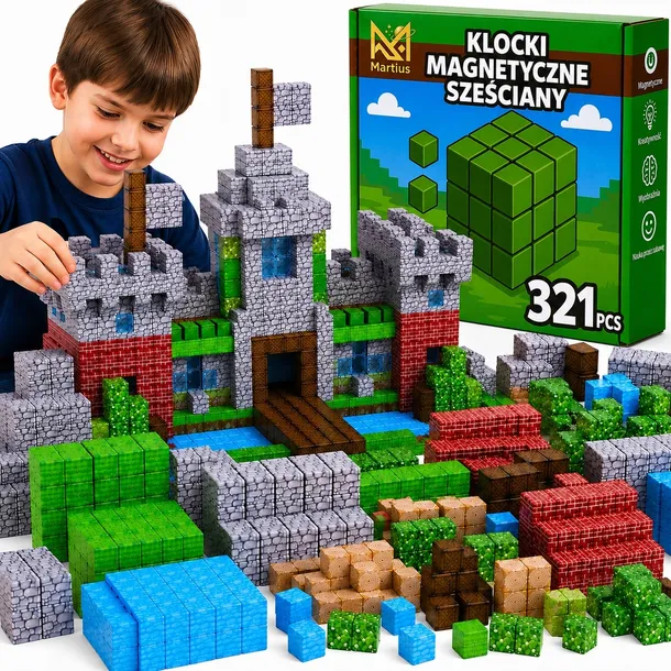 Klocki Magnetyczne 321 EL+ Płytka Magnetyczna Konstrukcyjne Sześciany Bloki