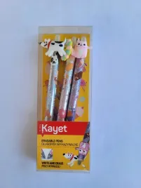 kayet-dlugopisy-wymazywalne-pies-kwiatek-kot-lody-3szt