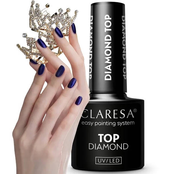 Claresa Top Diamond No Wipe Lakier Hybrydowy Do Paznokci Połysk UV LED 5ml