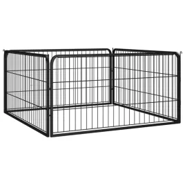 kojec-dla-psa-4-panele-czarny-100x50-cm-stalowy