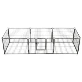 kojec-dla-psow-8-paneli-stalowy-czarny-60-x-80-cm