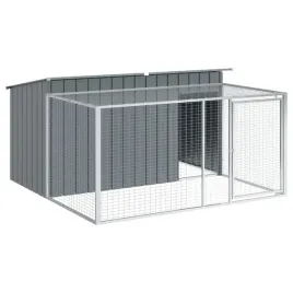 domek-dla-psa-z-wybiegiem-antracytowy-197x194x110-cm-ocynkowana-stal
