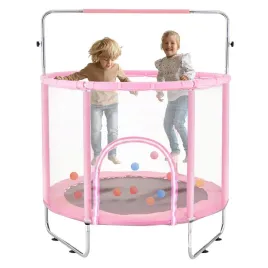 trampolina-mala-domowa-dla-dzieci-do-domu-i-ogrodu-z-siatka-rozowa-147-cm