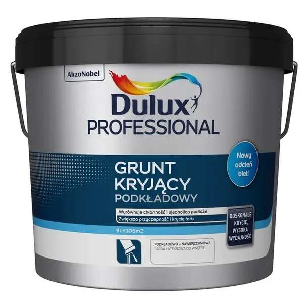 DULUX GRUNT KRYJĄCY FARBA PODKŁADOWA 9L BIAŁA