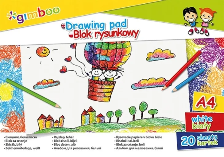 BLOK RYSUNKOWY GIMBOO BIAŁY A4 20 KARTEK