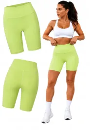szorty-kolarki-damskie-limonkowe-legginsy-krotkie-treningowe-sportowe