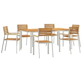 zestawdojedzeniawogrodzie-7-pcs-brazowy-drewnoakacjowe
