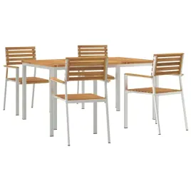 zestawdojedzeniawogrodzie-5-pcs-brazowy-drewnoakacjowe