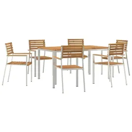 zestawdojedzeniawogrodzie-7-pcs-brazowy-drewnoakacjowe