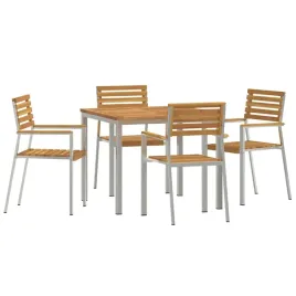 zestawdojedzeniawogrodzie-5-pcs-brazowy-drewnoakacjowe