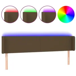 zaglowek-do-lozka-z-led-ciemnobrazowy-163x16x78-88cm-tkanina