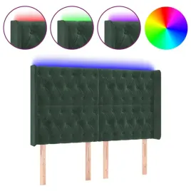 zaglowek-do-lozka-z-led-ciemnozielony-147x16x118-128cm-aksamit