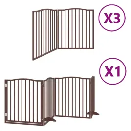 skladana-bramka-dla-psa-z-drzwiami-10-paneli-brazowa-800-cm