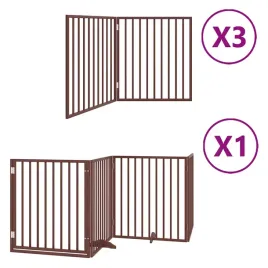 skladana-bramka-dla-psa-z-drzwiami-10-paneli-brazowa-800-cm