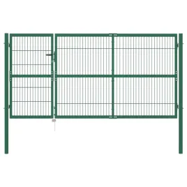 brama-ogrodzeniowa-ze-slupkami-350-x-140-cm-stalowa-zielona