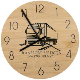 bambusowy-zegar-scienny-nadruk-uv-do-biura-transport-spedycja-nazwa-firmy