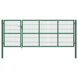 brama-ogrodzeniowa-ze-slupkami-350-x-120-cm-stalowa-zielona