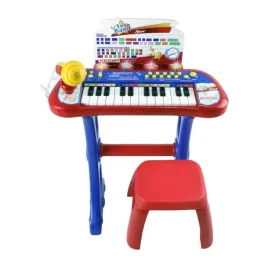 keyboard-elektroniczny-bontempi-z-mikrofonem-i-stolkiem-czerwony