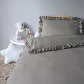 posciel-niemowleca-90-x-120-cm-pure-z-falbana-ciemnoszara