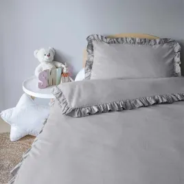 posciel-niemowleca-100-x-135-cm-pure-z-falbana-jasnoszara