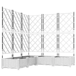 donica-ogrodowa-z-trellem-5-pcs-bialy-120-x-120-x-125-5-cm-pp