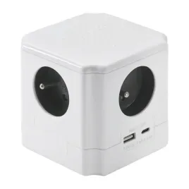 przedluzacz-kostka-hykker-4-gniazda-usb-a-usb-c-bialy