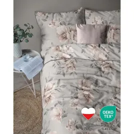 posciel-z-perkalu-160-x-200-cm-lame-percale-kwiaty-szara