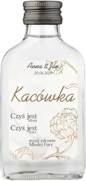 BUTELECZKI SETKI WESELNE Z NADRUKIEM 100ML 150 szt. POZDIĘKOWANIE DLA GOSCI