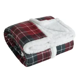 swiateczny-koc-150x200-flanelowy-krata-ciemnozielony-czerwony
