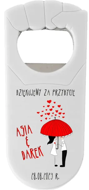 Podziękowania dla gości NA WESELE ŚLUB OTWIERACZ Z NADRUKIEM UV