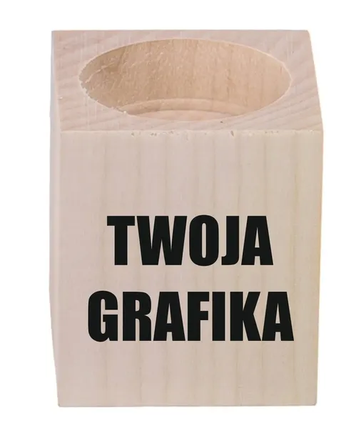 ŚWIECZNIK drewniany NADRUK UV GRAFIKA TEKST personalizacja reklamowy gadżet