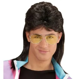 peruka-czarna-lata-80-90-disco-okulary-kazik-dlugie-czarne-wlosy-party